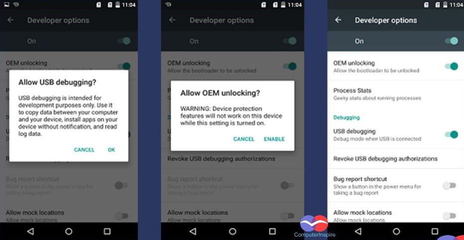 enable the oem option unlock bootloader on android